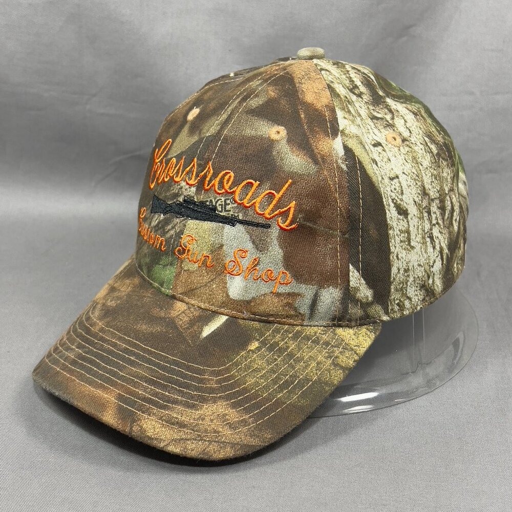 Crossroads Gun Shop Snapback Hat Realtree Hunting Rifle Camouflage Dad Iowa Mens